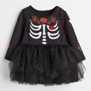 H&M Black Floral Skeleton Ballerina Costume Dress